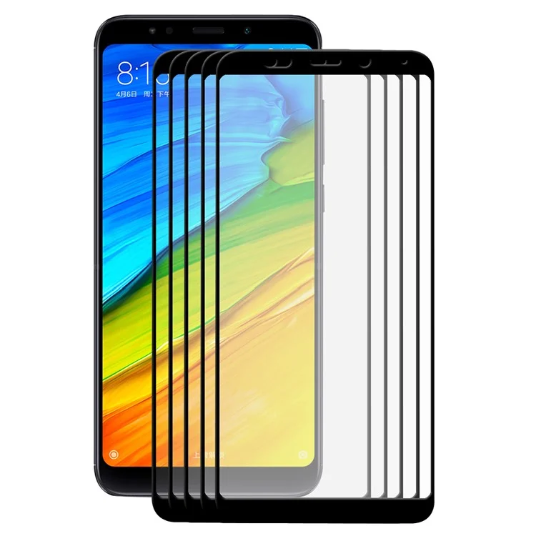 HAT PRINCE 5Pcs/Set 0.26mm 9H 2.5D Complete Tempered Glass Screen Protector for Xiaomi Redmi Note 5 (12MP Rear Camera) / Redmi 5 Plus (China) - Black