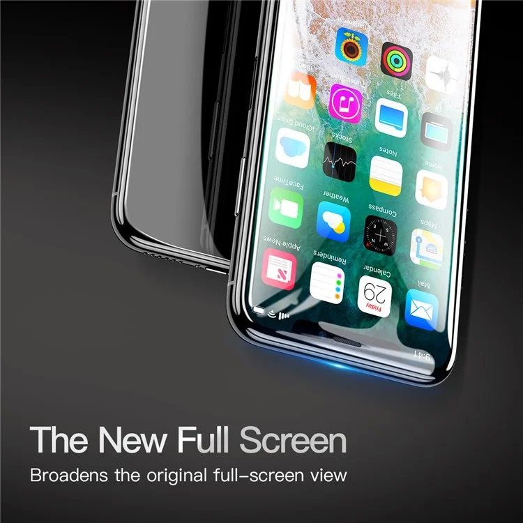 BASEUS Anti-blue-ray 0.3mm 4D Curved Full Glue Full Coverage Tempered Glass Screen Guard Film for iPhone X/10 5.8 inch - Black