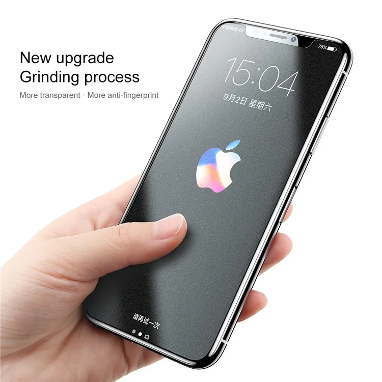BASEUS for iPhone X/10 5.8-inch 0.25mm Clear Anti-fingerprint Full Glue Tempered Glass Screen Protector (Not Complete Covering) - Transparent