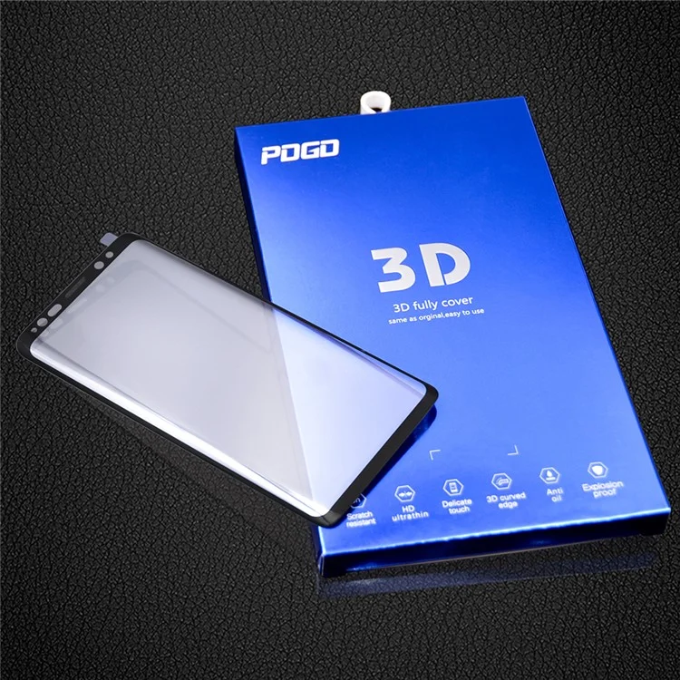PDGD Full Size Silk Printing Tempered Glass Screen Guard Film for Samsung Galaxy S9+ G965 - Black