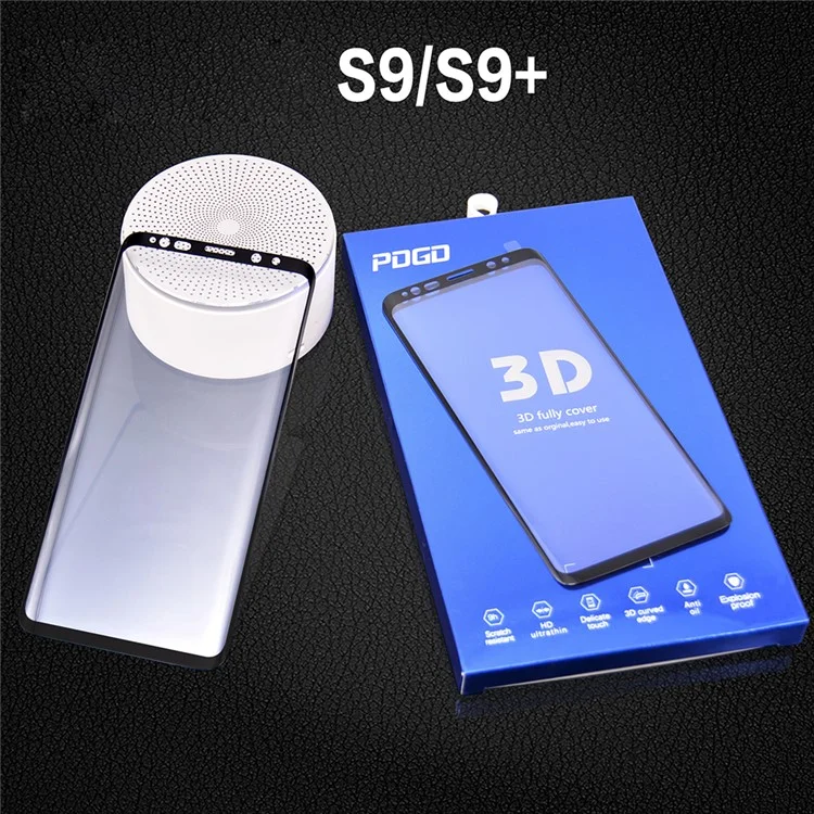 PDGD Full Size Silk Printing Tempered Glass Screen Guard Film for Samsung Galaxy S9+ G965 - Black