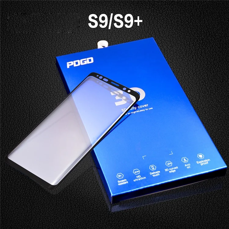 PDGD Full Size Silk Printing Tempered Glass Screen Guard Film for Samsung Galaxy S9+ G965 - Black