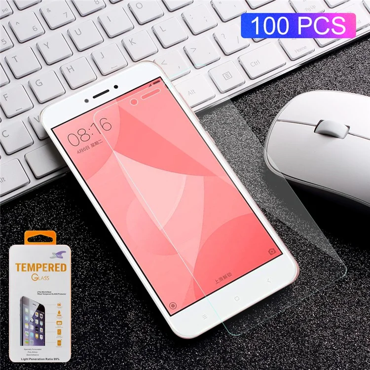 100PCS/Lot 0.3mm Tempered Glass Screen Protector Film for Xiaomi Redmi 4X Arc Edge