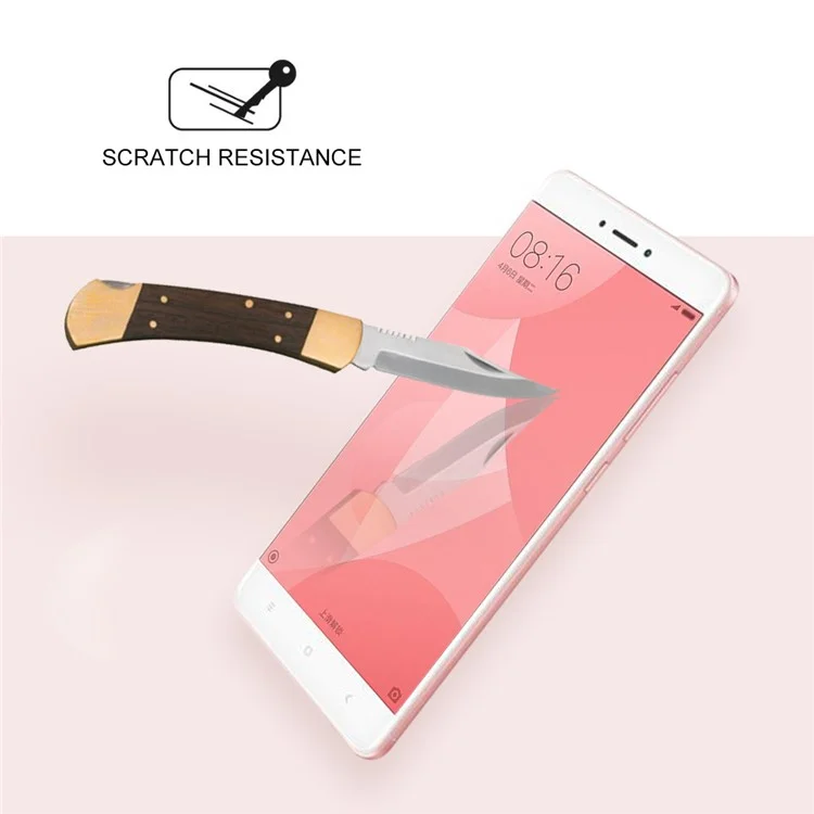 100PCS/Lot 0.3mm Tempered Glass Screen Protector Film for Xiaomi Redmi 4X Arc Edge