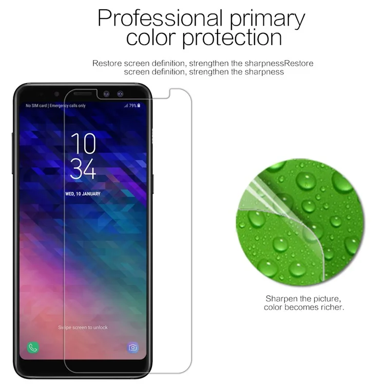 NILLKIN Anti-fingerprint HD Clear LCD Screen Protector Shield Film for Samsung Galaxy A8+ (2018)
