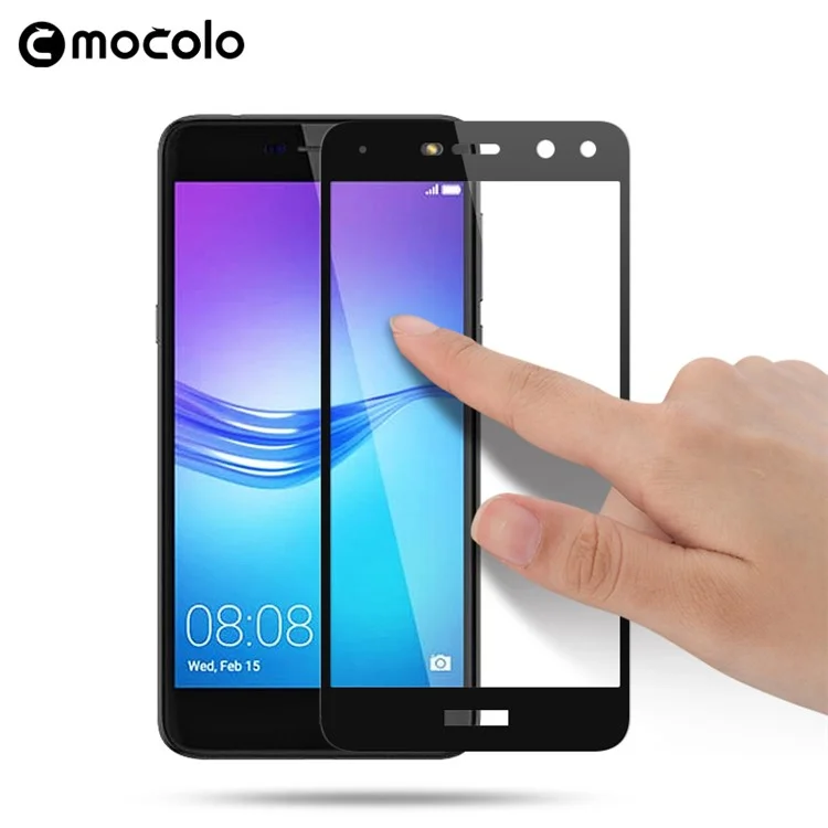 MOCOLO Silk Print Arc Edge Complete Coverage Tempered Glass Screen Protector for Huawei Y5 (2017) - Black