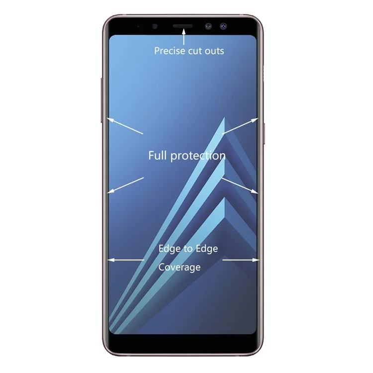 HAT PRINCE 0.26mm 9H 3D Curved Full Tempered Glass Screen Protector Guard Film for 	Samsung Galaxy A8+ (2018)
