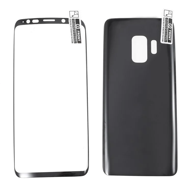 ANGIBABE Silk Printing Full Cover Soft PET Front + Back Mobile Protector Films for Samsung Galaxy S9 G960 - Black