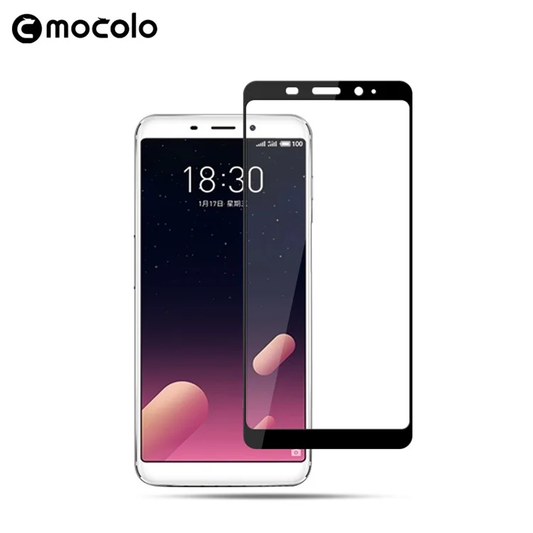 MOCOLO Silk Print Arc Edge Full Coverage Tempered Glass Screen Protector for Meizu Blue Charm S6 - Black