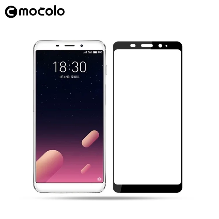 MOCOLO Silk Print Arc Edge Full Coverage Tempered Glass Screen Protector for Meizu Blue Charm S6 - Black