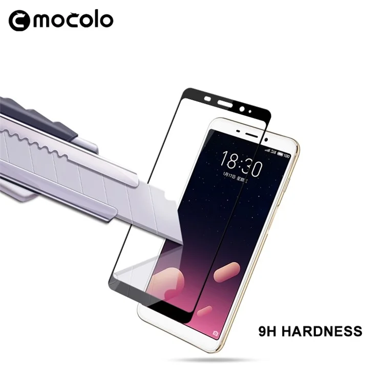 MOCOLO Silk Print Arc Edge Full Coverage Tempered Glass Screen Protector for Meizu Blue Charm S6 - Black