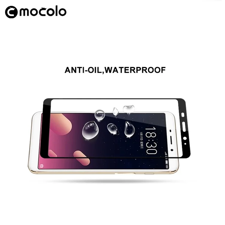 MOCOLO Silk Print Arc Edge Full Coverage Tempered Glass Screen Protector for Meizu Blue Charm S6 - Black