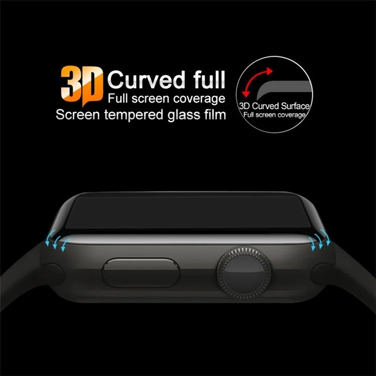 IMAK 3D Curved Full Cover Tempered Glass Screen Protector Film for Apple Watch Series 3/2/1 42mm