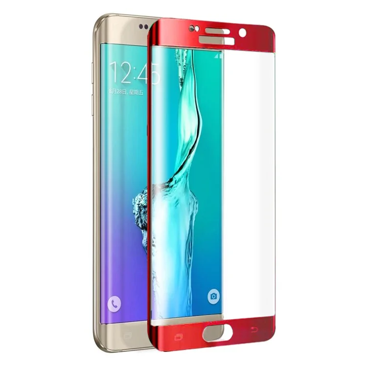 PDGD Plated Full Size Curved Tempered Glass Screen Film for Samsung Galaxy S6 Edge G925 - Red