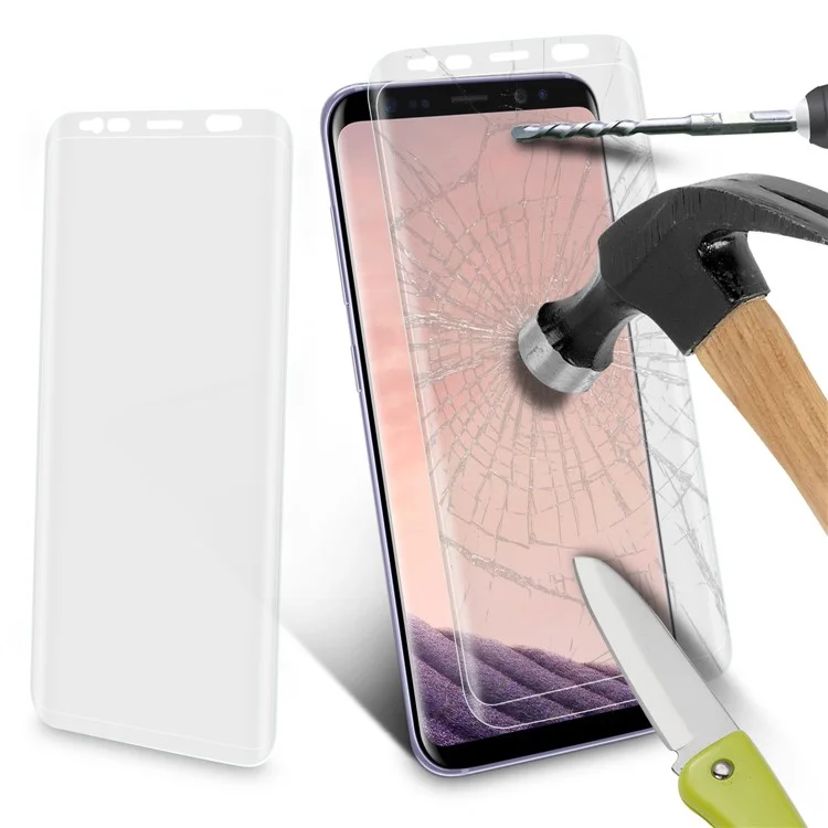 ANGIBABE 0.26mm Transparent Full Size Curved Tempered Glass Screen Film per Samsung Galaxy S9+ G965