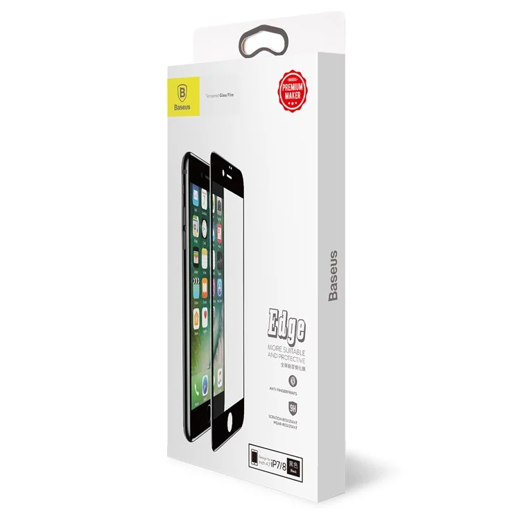 BASEUS 0.3mm 5D Curved Full Glue Full Covering Screen Tempered Glass Protector for iPhone 8/7 4.7 inch - Black