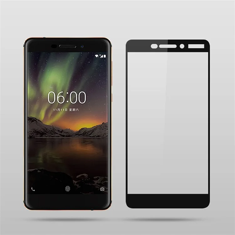 MOCOLO Silk Print Full Size Tempered Glass Screen Protector for Nokia 6 (2018) - Black