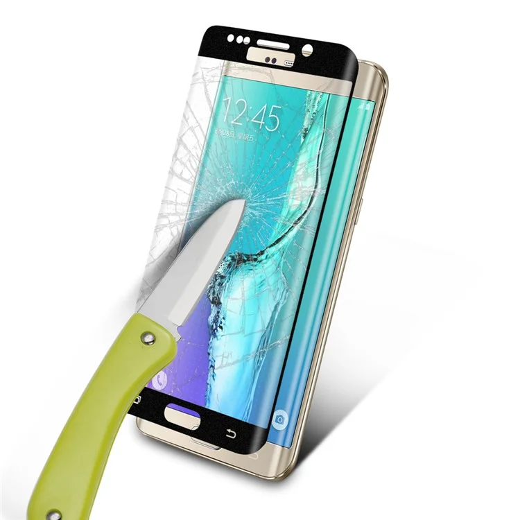 0.2mm Full Coverage Curved Tempered Glass Screen Protector for Samsung Galaxy S6 Edge G925 - Black