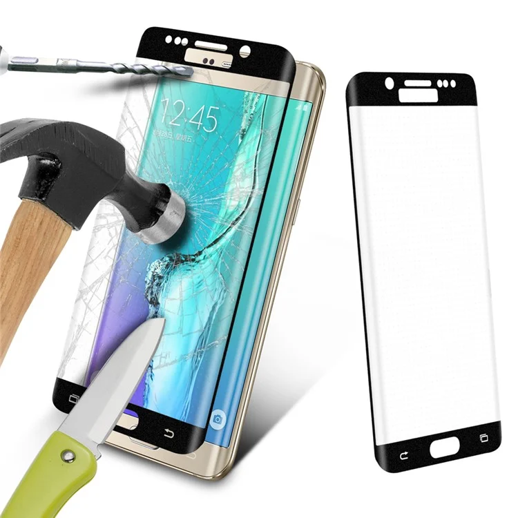 0.2mm Full Coverage Curved Tempered Glass Screen Protector for Samsung Galaxy S6 Edge G925 - Black