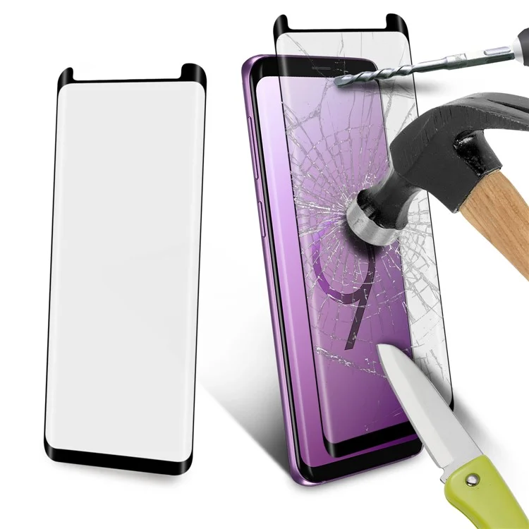 ANGIBABE 0.26mm Silk Printing Full Tempered Glass Screen Protector for Samsung Galaxy S9+ G965