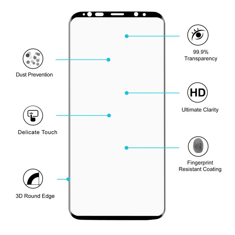 HAT PRINCE for Samsung Galaxy S9 G960 Front and Back 3D Full Size Screen Protectors - Black