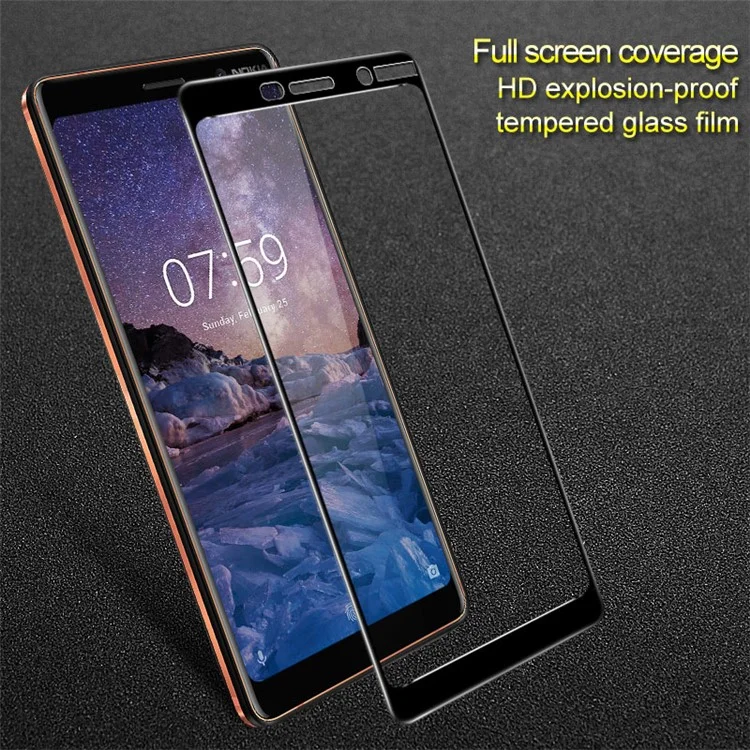 IMAK HD Full Coverage Tempered Glass Screen Protector for Nokia 7 plus - Black