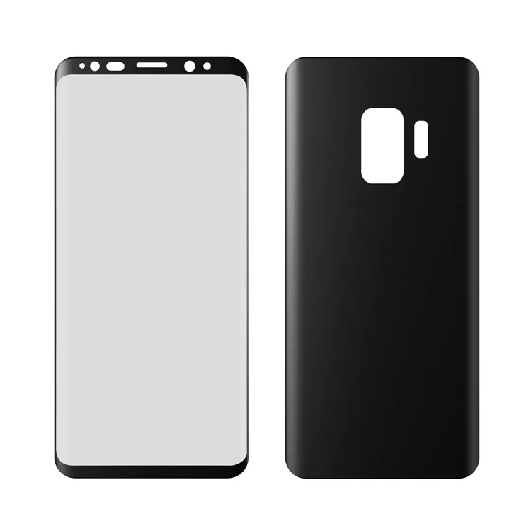 For Samsung Galaxy S9 SM-G960 0.1mm Full Size Plated Curved Soft PET Front + Back Guard Films - Black