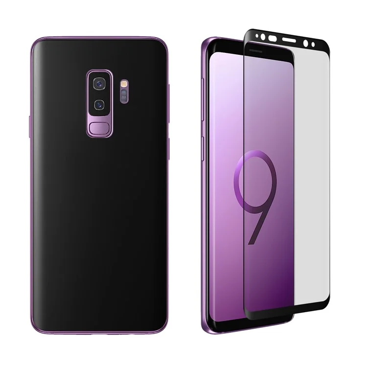 0.1mm Full Cover Plated Curved Soft PET Front + Back Protector Films for Samsung Galaxy S9 Plus SM-G965 - Black