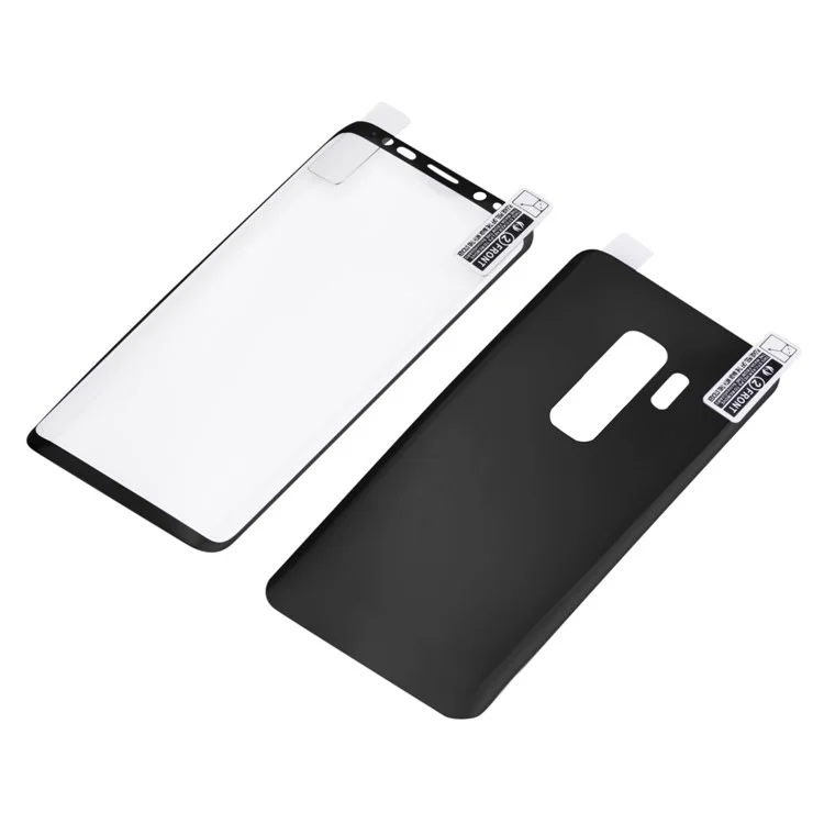0.1mm Full Cover Plated Curved Soft PET Front + Back Protector Films for Samsung Galaxy S9 Plus SM-G965 - Black