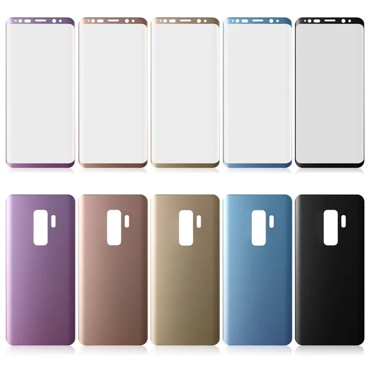 0.1mm Full Cover Plated Curved Soft PET Front + Back Protector Films for Samsung Galaxy S9 Plus SM-G965 - Black