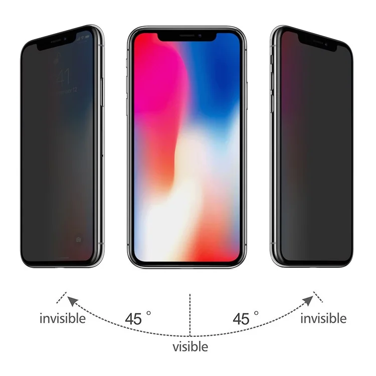 HAT PRINCE 0.26mm 3D Full Covered Carbon Fiber Anti-peep Tempered Glass Screen Protector for iPhone (2019) 5.8" / XS / X