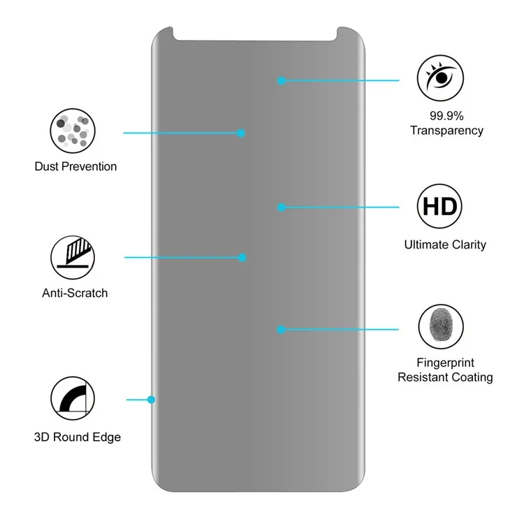 HAT PRINCE for Samsung Galaxy S9+ G965 0.26mm 3D Full Size Anti-spy Tempered Glass Screen Protector (Opening on Top)