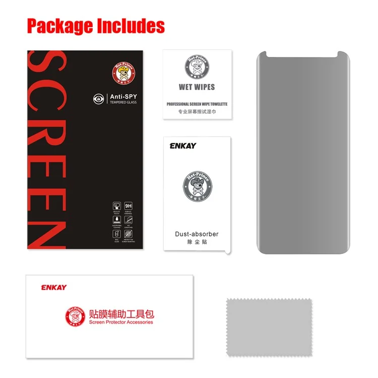 HAT PRINCE for Samsung Galaxy S9+ G965 0.26mm 3D Full Size Anti-spy Tempered Glass Screen Protector (Opening on Top)