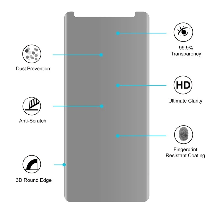 HAT PRINCE for Samsung Galaxy Note 8 N950 0.26mm 3D Full Size Anti-spy Tempered Glass Screen Protector (Opening on Top)