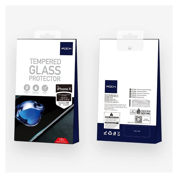 ROCK for iPhone X 0.23mm Anti-blue-ray Clear 4D Full Glue Full Screen Tempered Glass Screen Guard Film with Soft Edge