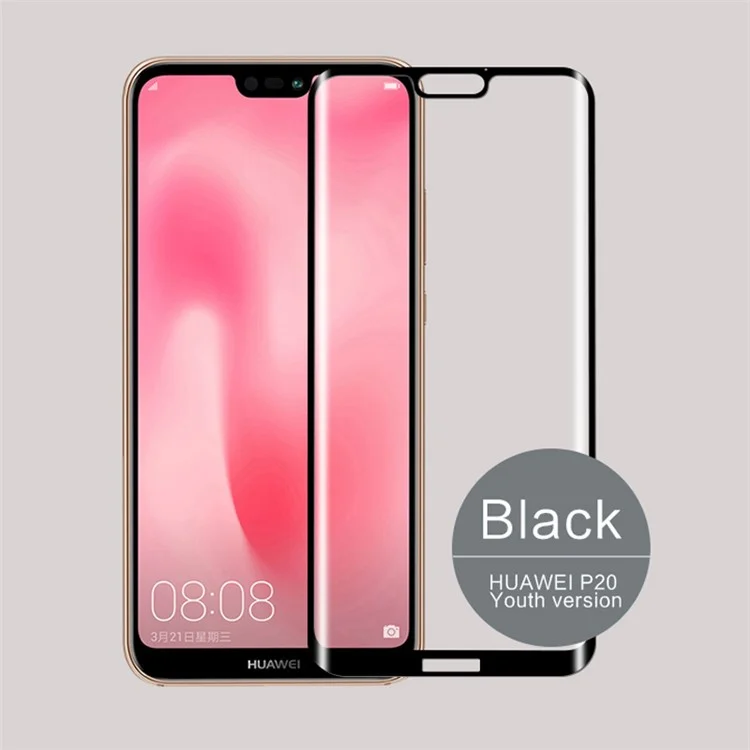 MOFI 3D Curved Tempered Glass Complete Covering Screen Guard Film for Huawei P20 Youth Version - Black