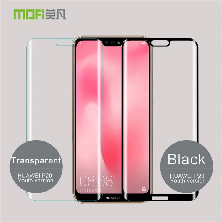 MOFI 3D Curved Tempered Glass Complete Covering Screen Guard Film for Huawei P20 Youth Version - Black