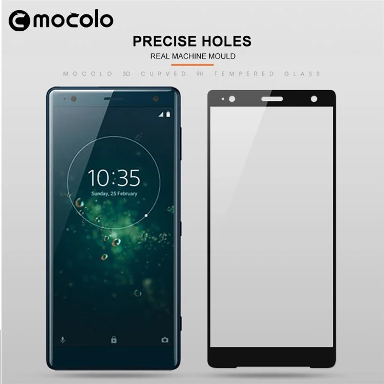 MOCOLO Silk Print Arc Edge Full Size Tempered Glass Screen Protector for Sony Xperia XZ2 - Black