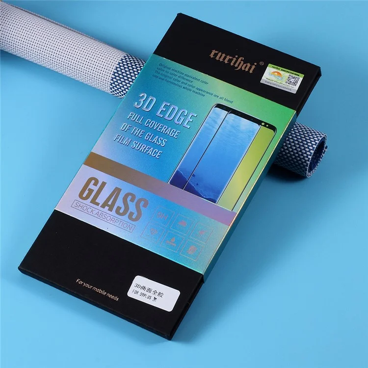 RURIHAI for Samsung Galaxy S9 Plus SM-G965 0.2mm 3D Full Glue Tempered Glass Screen Protector (Opening on Top)