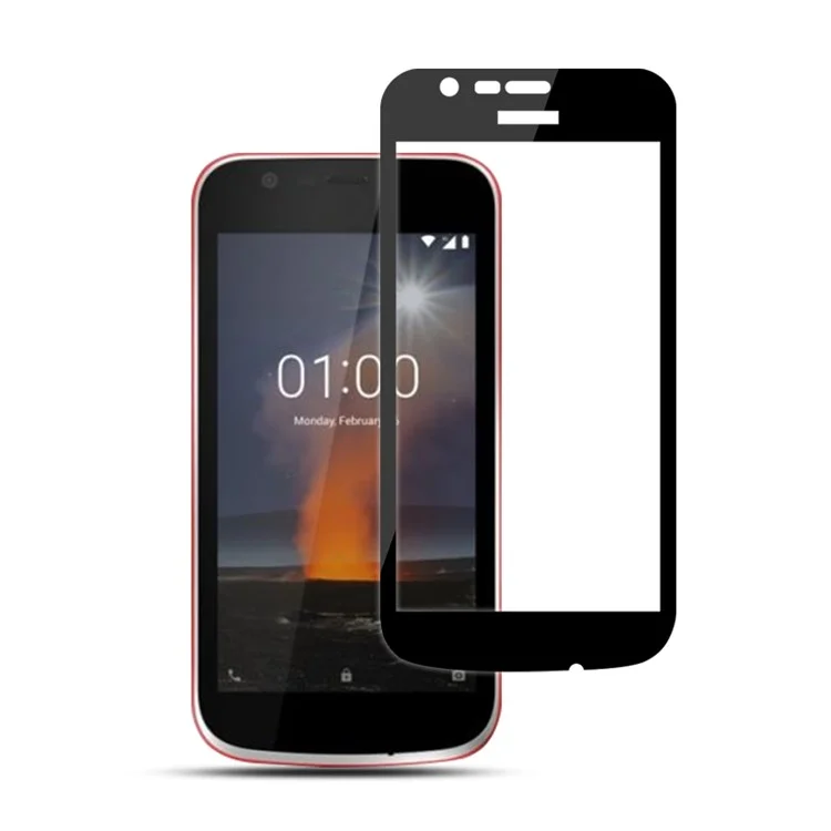 MOCOLO Silk Print Arc Edge Full Coverage Tempered Glass Screen Protector for Nokia 1 - Black