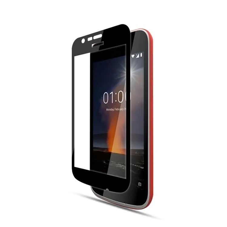 MOCOLO Silk Print Arc Edge Full Coverage Tempered Glass Screen Protector for Nokia 1 - Black