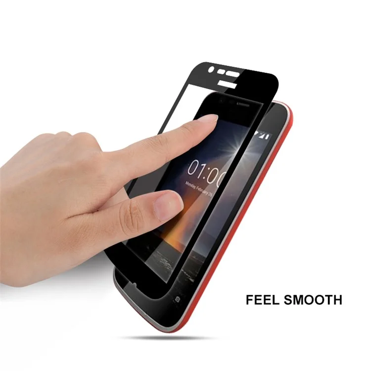 MOCOLO Silk Print Arc Edge Full Coverage Tempered Glass Screen Protector for Nokia 1 - Black