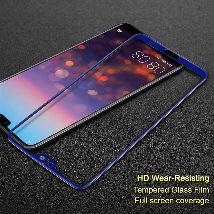 IMAK Full Coverage Tempered Glass Screen Protector Guard for Huawei P20 Pro - Blue