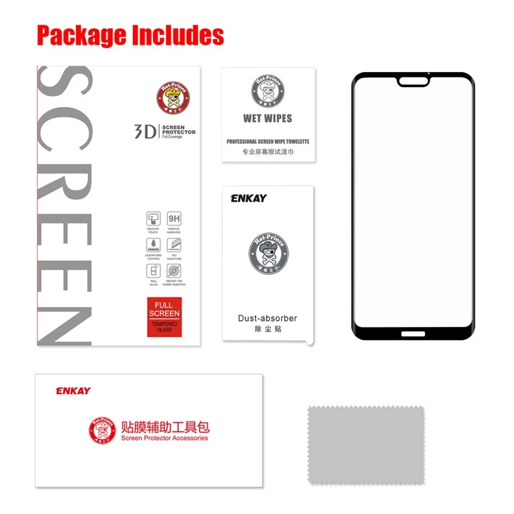 HAT PRINCE 0.26mm 9H 3D Curved Full Cover Tempered Glass Screen Protector for Huawei P20 Lite / Nova 3e