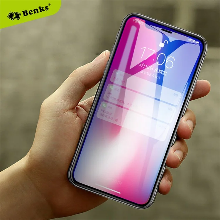 BENKS XPRO+ for iPhone X 0.23mm Full Coverage Anti-blue-ray Curved Tempered Glass Screen Protector