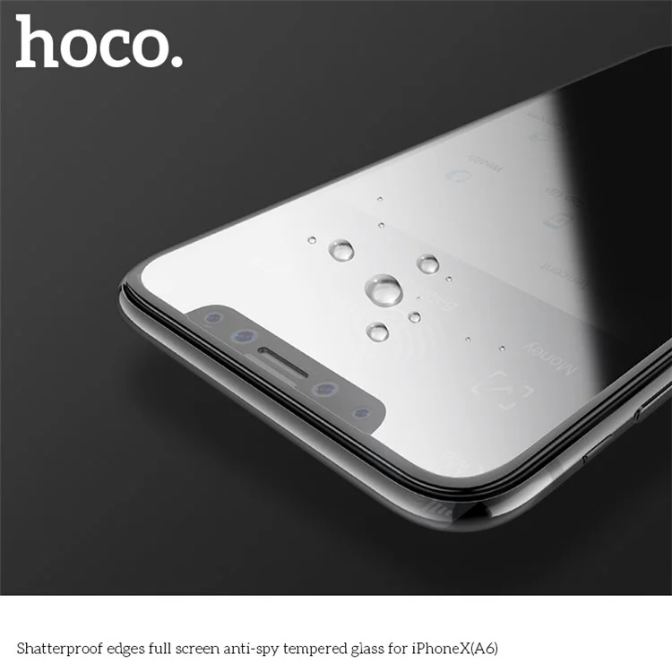 HOCO Shatterproof Edges Anti-spy Full Screen Tempered Glass Protector for iPhone X
