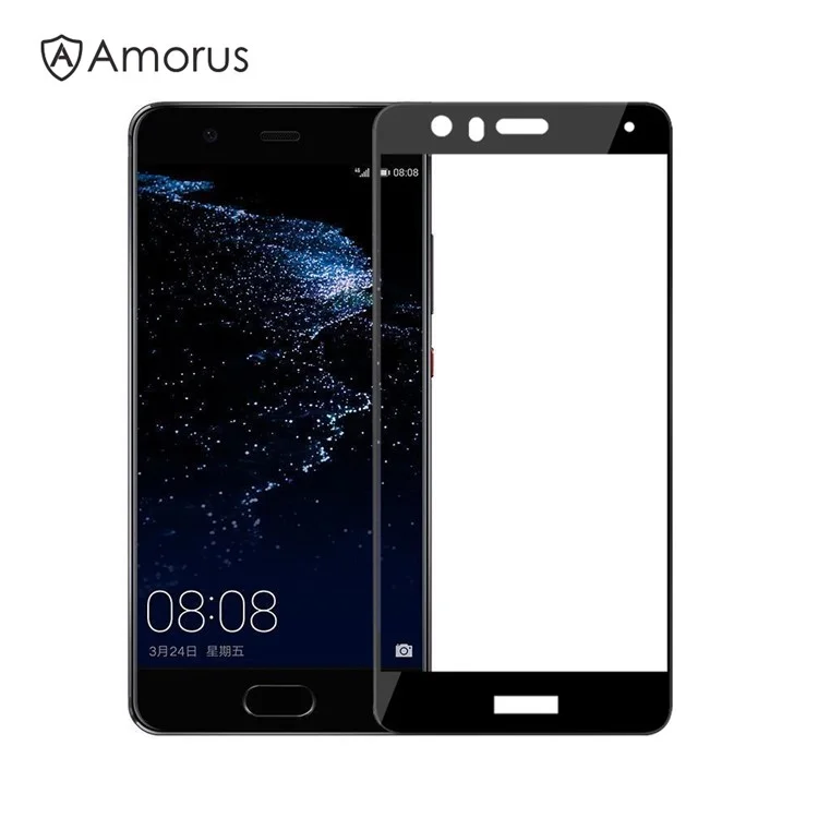 AMORUS for Huawei P10 Lite Clear Silk Print Complete Cover Tempered Glass Screen Protector