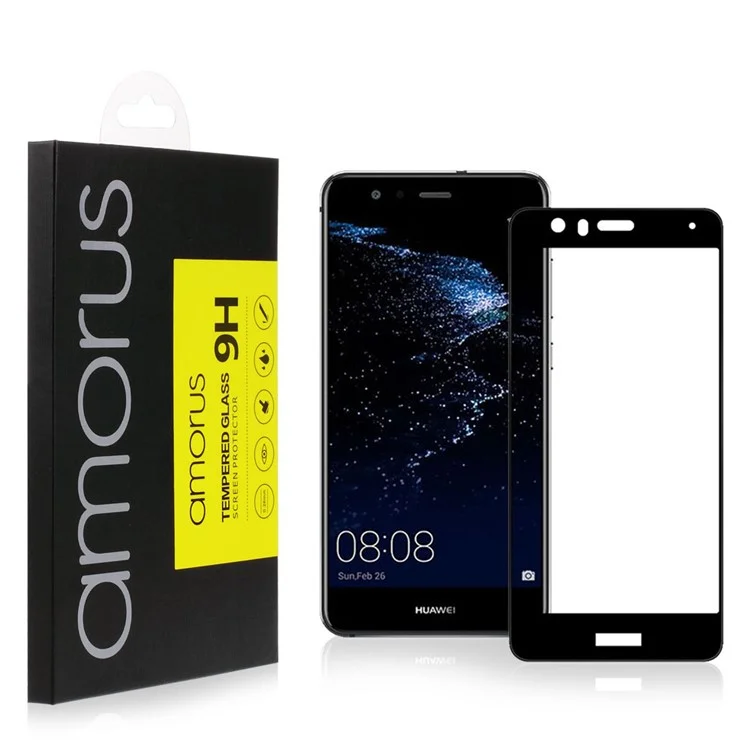 AMORUS for Huawei P10 Lite Clear Silk Print Complete Cover Tempered Glass Screen Protector