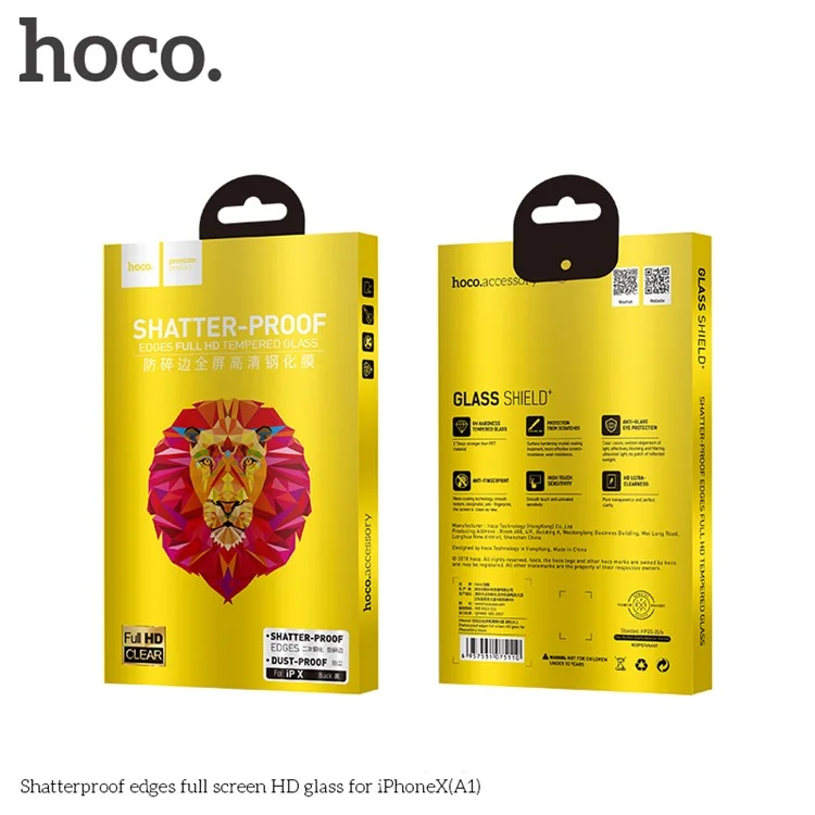 HOCO Shatterproof Full Size HD Tempered Glass Screen Protector for iPhone X / 10