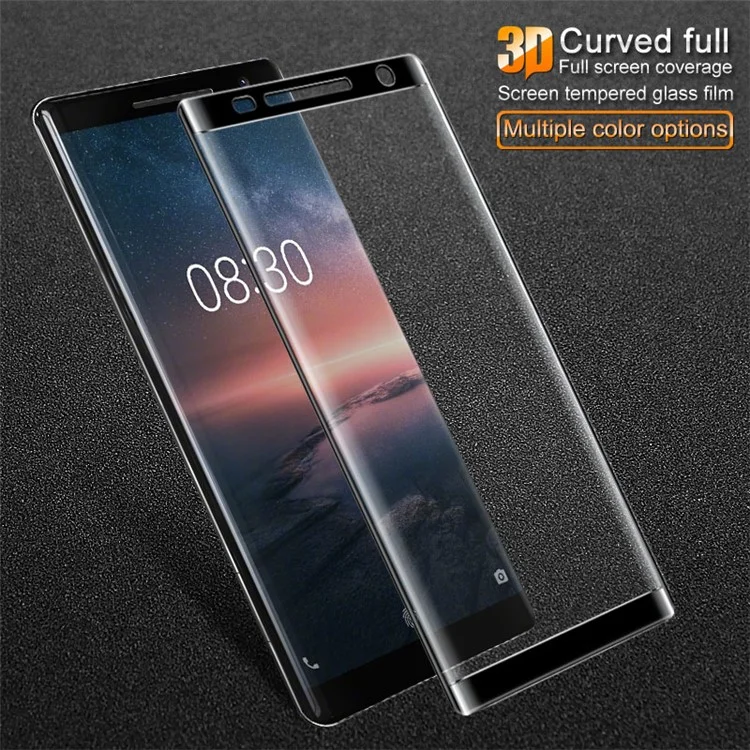 IMAK 3D Curved Full Cover Tempered Glass Screen Protector for Nokia 8 Sirocco - Black
